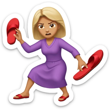 Terlik fırlatan anne sticker