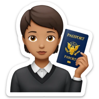 shot hair and medium skin tone and passport size sticker