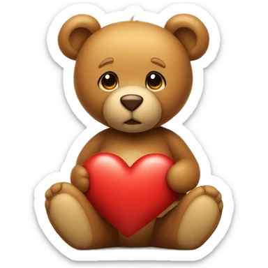 light brown teddybear with a red heart on the chest  sticker