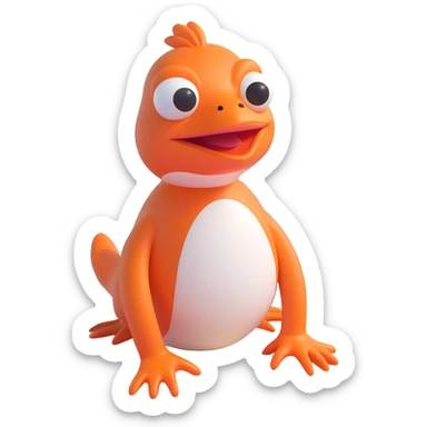 Pepe prie jūros 3D baltu fonu sticker