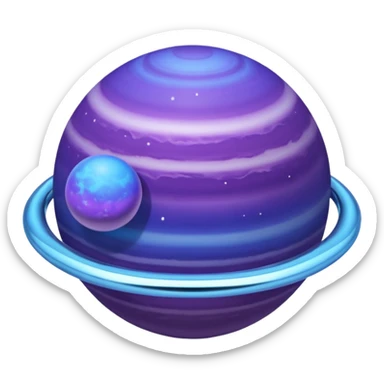 Oval shaped planet, 2 moons, ring sticker