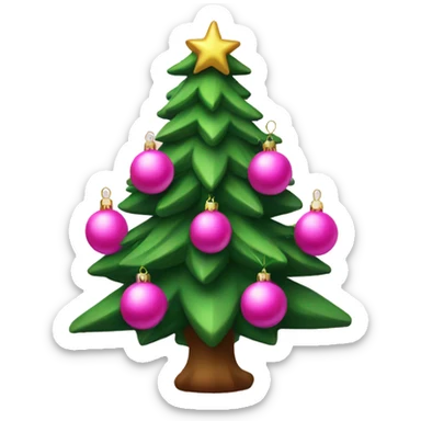 Christmas tree with pink ornaments  sticker