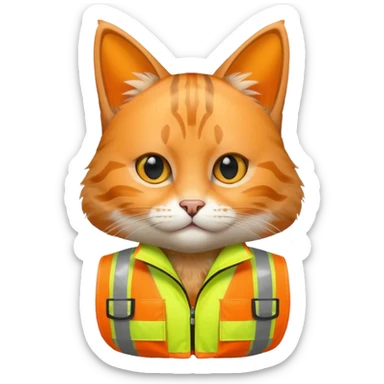tabby cat in hi-vis clothing sticker