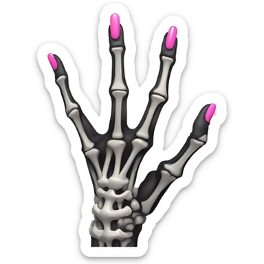 Skeleton hand 5 fingers with pink polish nails minimalistic  sticker