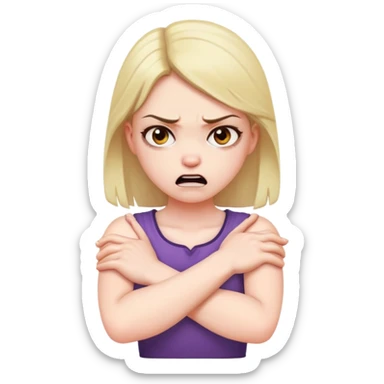 arms crossed holding neck angry girl sticker