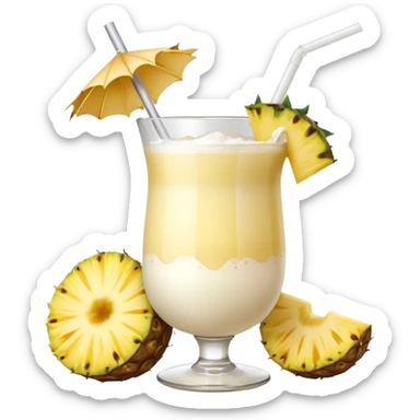 Pina Colada – coconut or glass with pineapple slice and straw sticker
