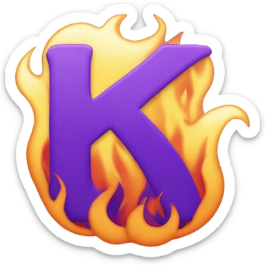 the letter K with flames around it sticker