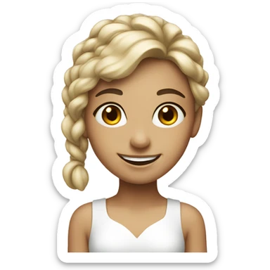 smiling girl in white dress sticker