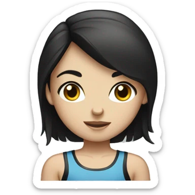 Dark-haired boxer girl with blue eyes sticker