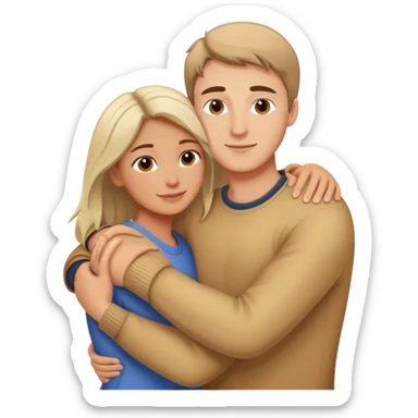 Caucasian people hugging each other, friendship, warm embrace sticker