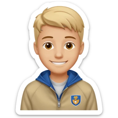 college boy with  college jacket sticker