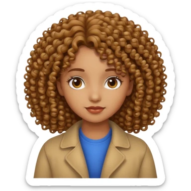 esmer kumral renkli kıvırcık kız sticker