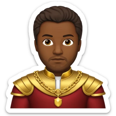 Otello with dark skin, dark brown hair, gold outfit sticker