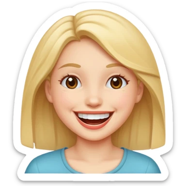 Girl having fun to head and smiling  sticker