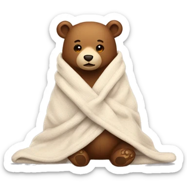 bear cozy in blanket sticker
