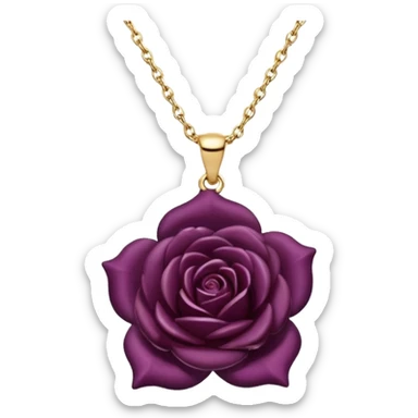  Realistic dark plum color Beautiful rose head charm, 14k sparkling Gold necklace sticker