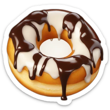 a donut with chocolate pouring running through it sticker