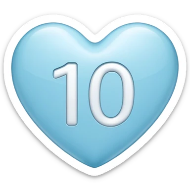 number ten inside a light blue heart sticker