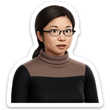 realistic portrait of girl with glasses sticker