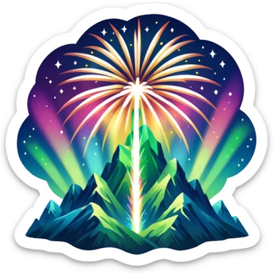 something that represents the aurora borealis lights and fireworks sticker