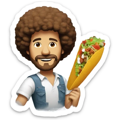 Bob Ross with painting of taco sticker