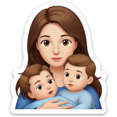 mother and baby boy with long brown hair sticker