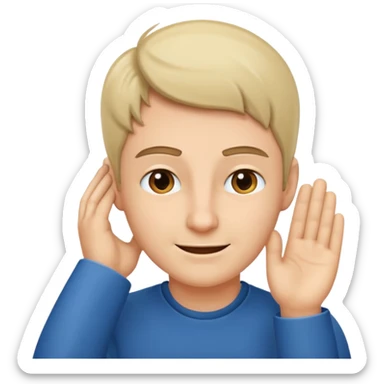 Face with hand behind its ear while smirking sticker