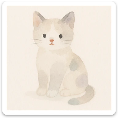 cute kitten, watercolor style sticker