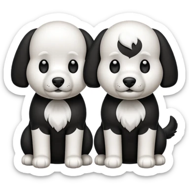 Un caniche blanco y otro caniche negro,los dos separados Y que sean caniches sticker