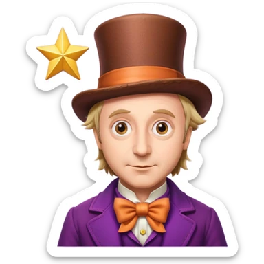 Willy Wonka with star behind sticker