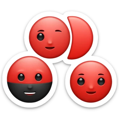 circle emoji, left half black, right half red sticker