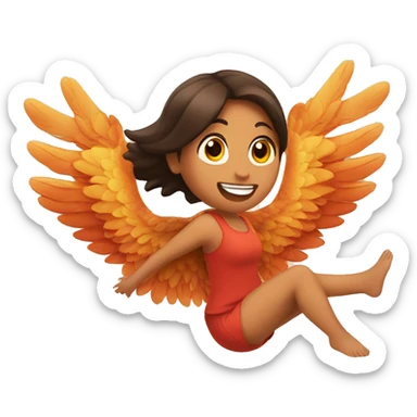 a girl flying with two bbq chicken wings on her back sticker