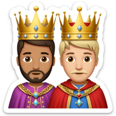 two kings with neutral expressions not too detailed but also not two simpel
they should look alike but with other colored clothing sticker