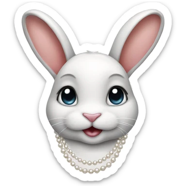 A bunny with a pearl necklace  sticker