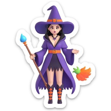 Morrigan from Dragon Age as a witch with feather outfit sticker