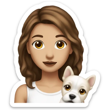 Slay Girl with brown hair and brown eyes with white puppy s sticker