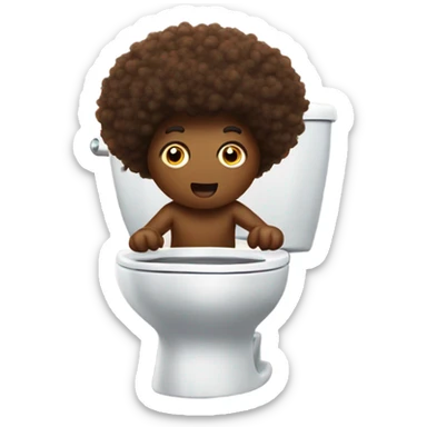 Poo with Afro hair with 2 legs running away from toilet sticker