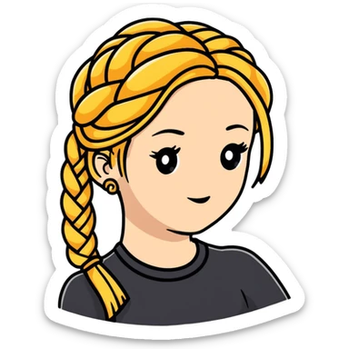 braided hair with gold rings sticker