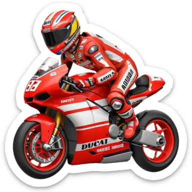 Un emoji de moto gp dé Ducati Marc Márquez pero con la moto  sticker