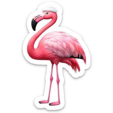 Pink flamingo with a Santa hat, show full body of the flamingo  sticker