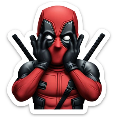 Surprised Deadpool with his hands on his cheeks  sticker