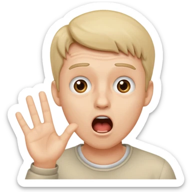 wow man shocked facial expression with hand sticker