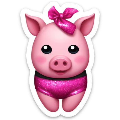 Pig with a hot pink bikini on with glitter and black thigh socks sticker