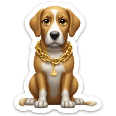 Dog with a gold chain sticker