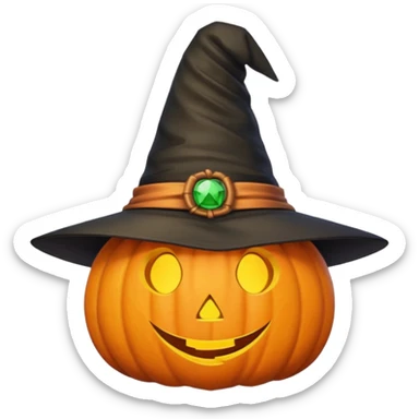 Cute Pumpkin wearing a witch hat sticker