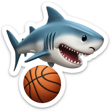 hammer shark playing basketball sticker