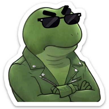 Arms crossed holding neck angry guy sticker