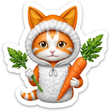 a carrot which is hold a cat sticker