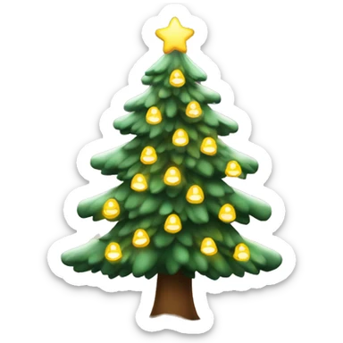 Christmas tree with warm lights and a snowy background  sticker