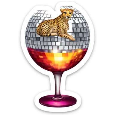 Disco ball with wine and cheetah  sticker